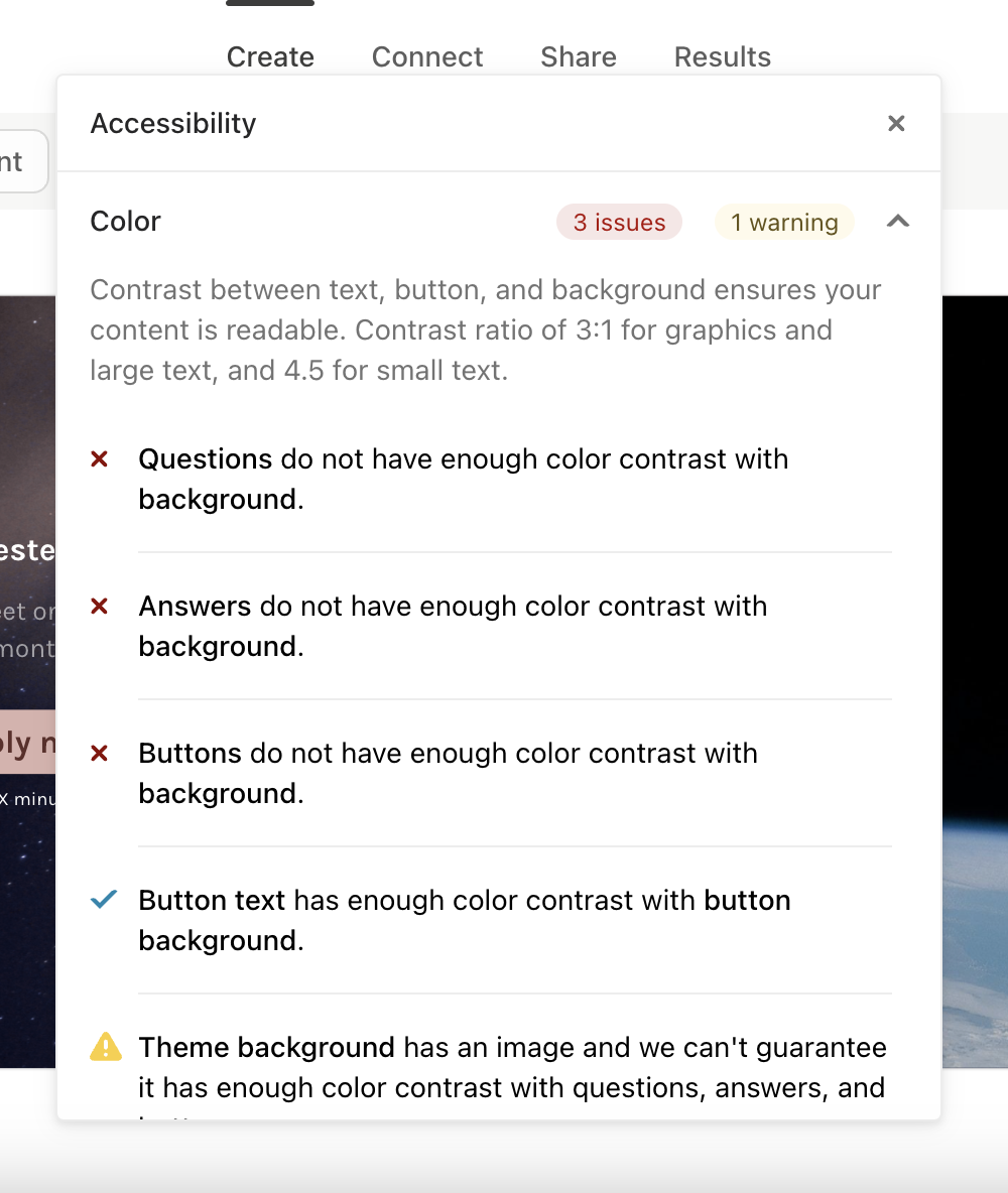 Screenshot of Typeform Accessibility Checker